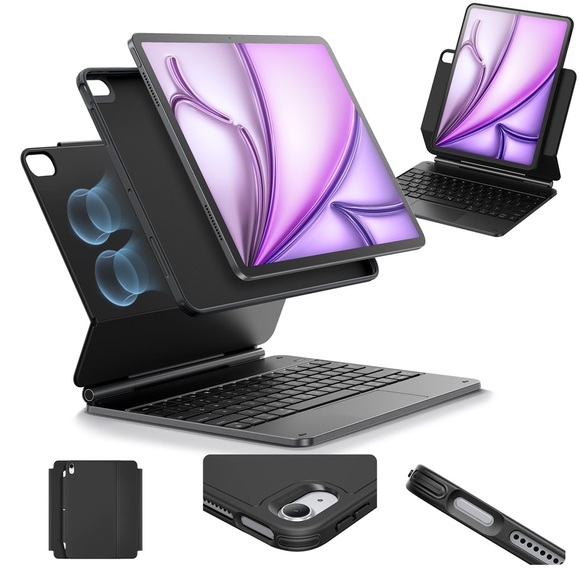 ESR iPad Air 13 Keyboard Case M3/M2 2025/2024 Rebound 360 w/ Trackpad Stand - Picture 1 of 7